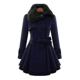 Winter Women's Jacket Windbreaker Warm Plush Thick Clothes Double Breasted Belt Autumn And Winter Korean Style Slim Lapel Coat - Lootquake