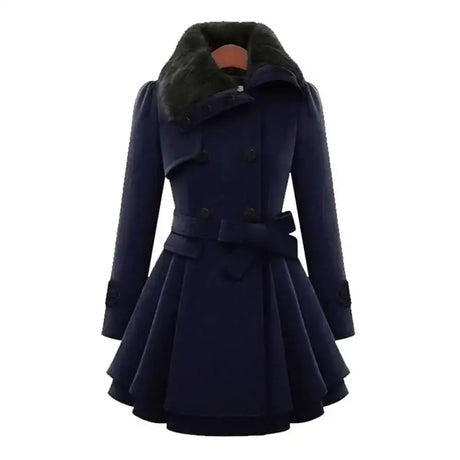 Winter Women's Jacket Windbreaker Warm Plush Thick Clothes Double Breasted Belt Autumn And Winter Korean Style Slim Lapel Coat - Lootquake