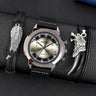 3PCS Set Fashion Mens Bracelet Necklace Watches Men Business Quartz Wrist Watch Classic Male Casual Leather Watch Reloj Hombre - Lootquake