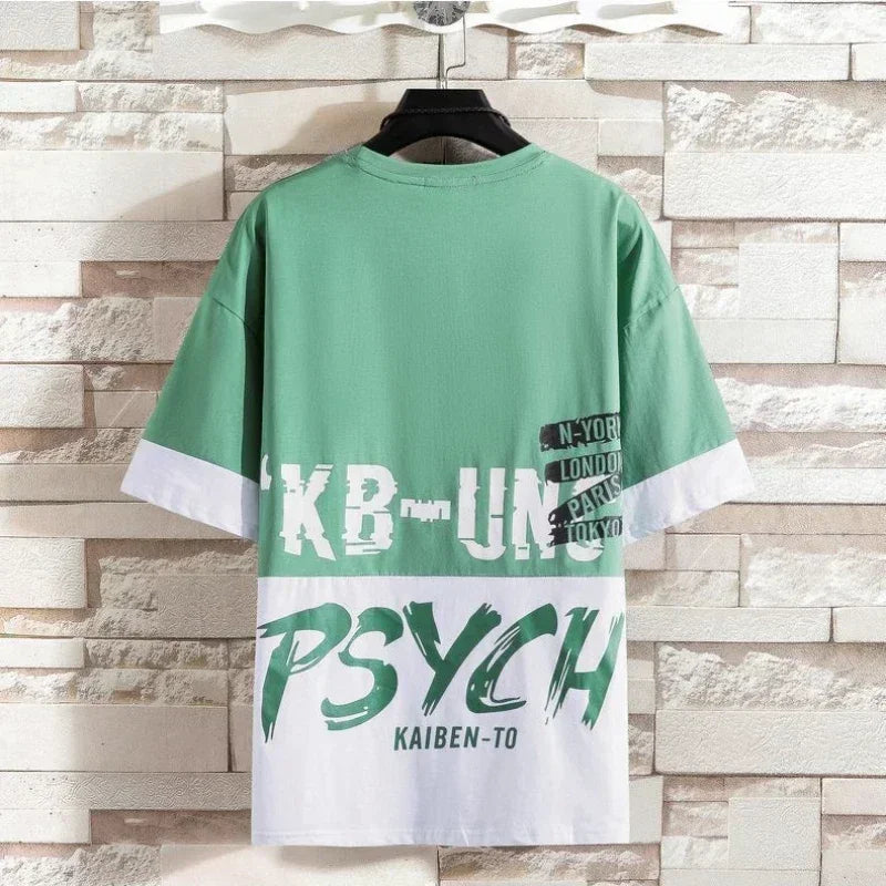 Men Casual T Shirt Letter Printed T-Shirt Hip Hop Y2K Streetwear Fashion Sport Gym Summer Washed Tops Men Clothing Trends 반팔 남자 - Lootquake