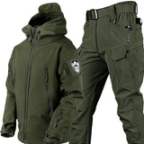 5XL Shark Skin Soft Shell Autumn and Winter Plush Thickened Mountaineering Tactics Training Breathable Windproof Charge Suit - Lootquake