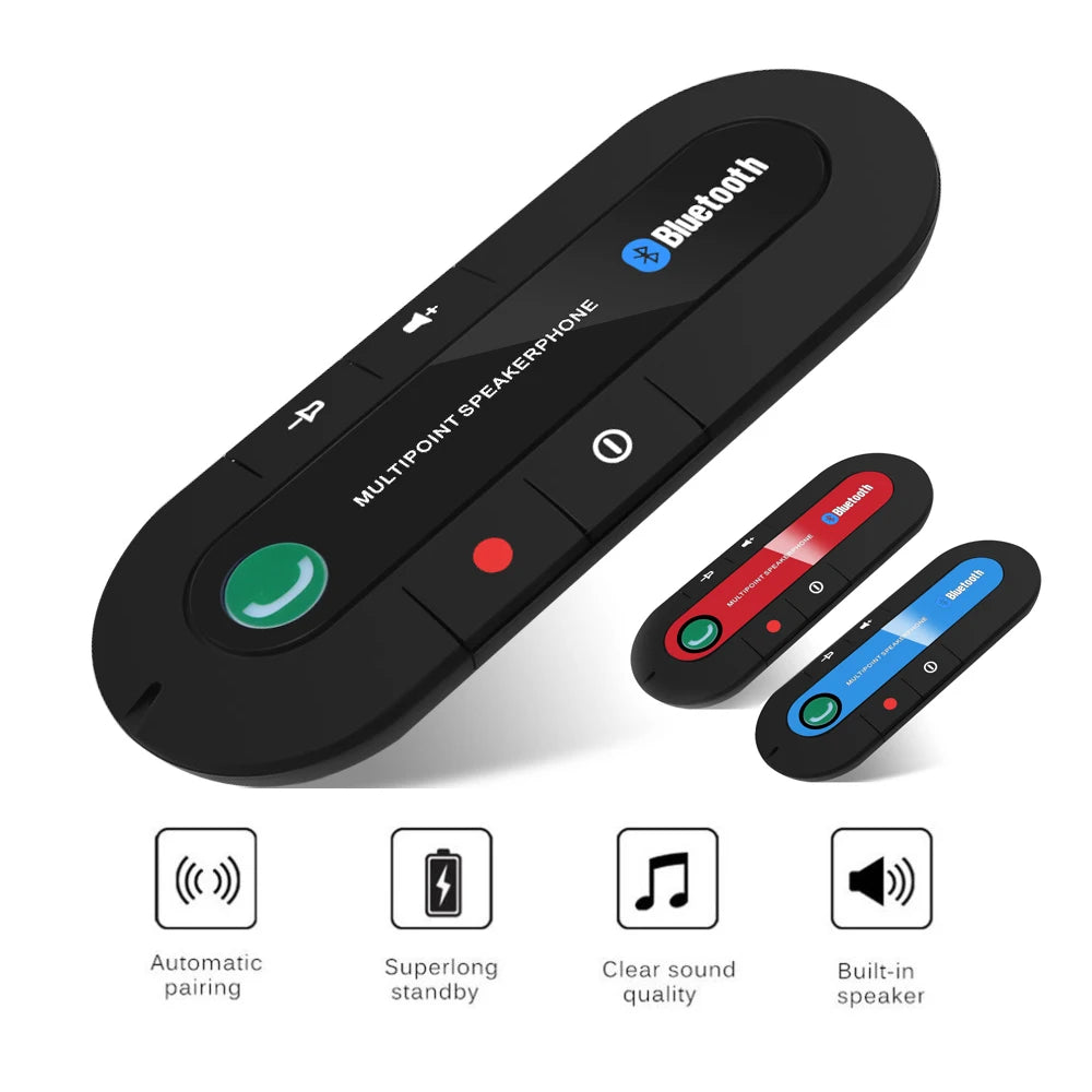 Kit mains libres Bluetooth pour voiture, clip pare-soleil, récepteur audio sans fil, haut-parleur stéréo sans fil, lecteur de musique MP3