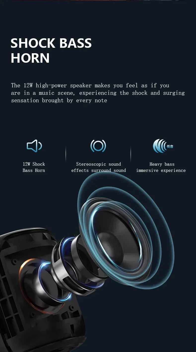 Super Powerful Wireless 5.3 Bluetooth Speaker RGB Light Caixa De Som Enhanced Bass IPX6 Waterproof Subwoofer 3D Stereo Sound Box