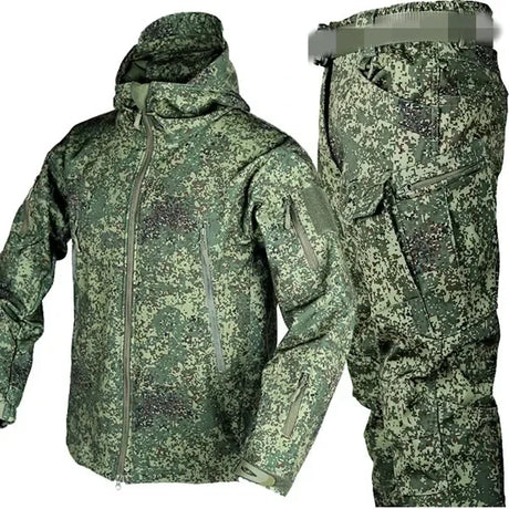 5XL Shark Skin Soft Shell Autumn and Winter Plush Thickened Mountaineering Tactics Training Breathable Windproof Charge Suit - Lootquake