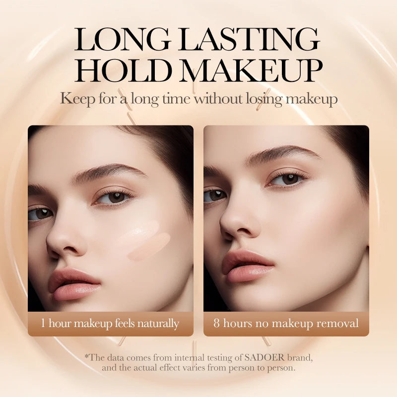 SADOER Conceler Krem BBCC Cream Moisturzing Mushroom Cushion Base de maquillaje líquida Natural a prueba de agua Base de maquillaje Twarzy