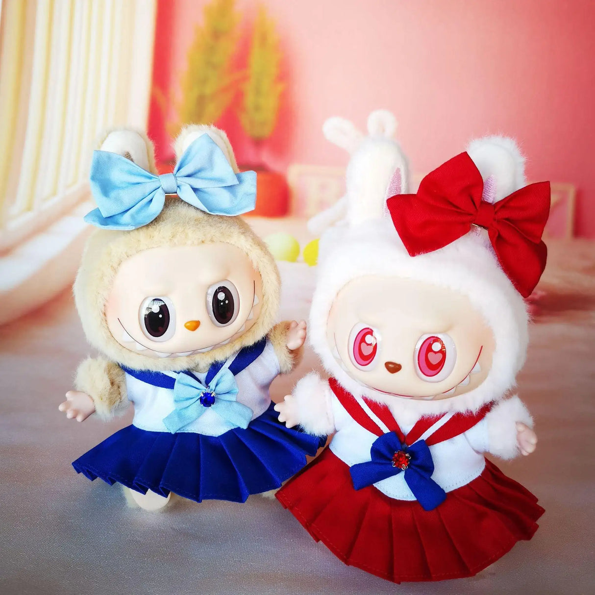 17cm Labubu Clothes V1 Labubu Cute Sailor Uniform Vinyl Doll Labubu Beautiful Cute Kit  Accessories Sitting Party Gifts