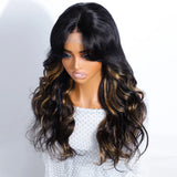 180% Density 1B/27 Ombre Highlight Body Wave Wig | 4x4 Transparent Lace Front Brazilian Human Hair (Pre-Plucked)