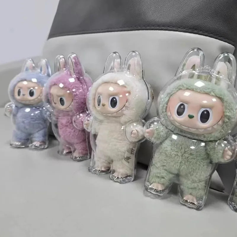 Étui de protection Labubu 17 cm Labubu V1V2V3, adapté au port de vêtements, étui de rangement en acrylique transparent, cadeaux DIY