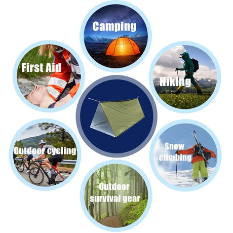 2 Person Emergency Shelter Bivy Survival Tent Kit Mylar Tube Tent Sleeping Bag Waterproof Outdoor SOS Thermal Blanket Reusable - Lootquake