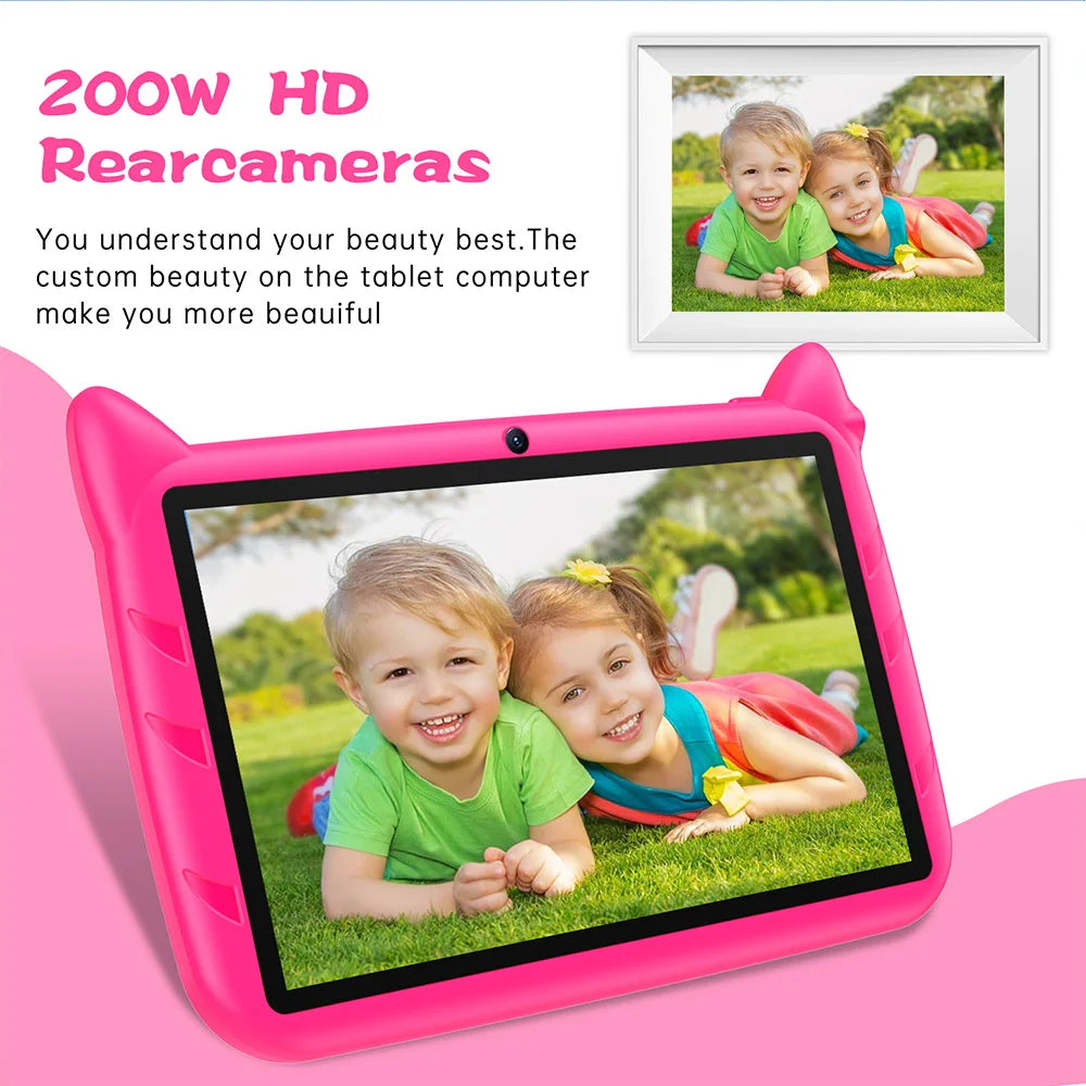 Tablettes PC Android 7 pouces pour enfants, cadeaux pour enfants, apprentissage, éducation, quadruple cœur, 4 Go de RAM, 64 Go de ROM, 5G, Wi-Fi, Bluetooth, caméras