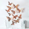 Lot de 12 autocollants muraux 3D en forme de papillon creux pour chambre à coucher, salon, décoration murale à faire soi-même, papier peint de mariage, décoration d'intérieur