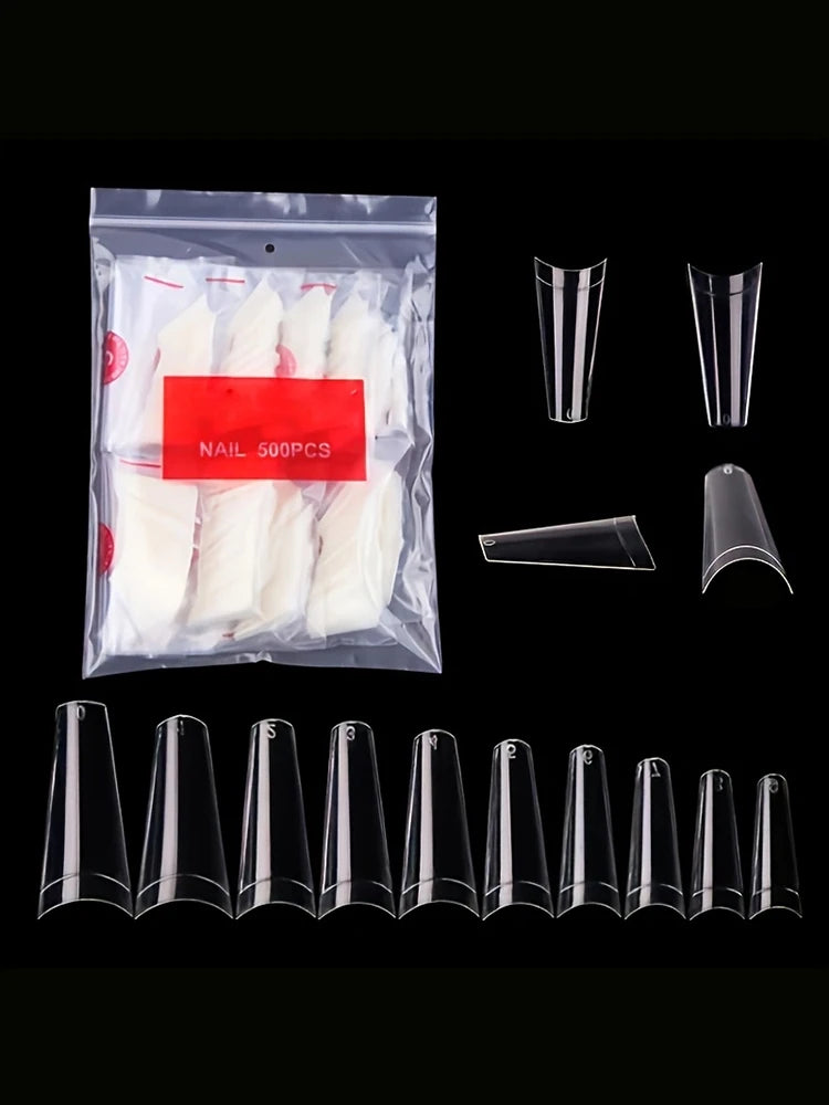 500Pcs False Nail Art Tips French Natural Transparent Coffin False Nails Tips Acrylic Uv Gel Nail Polish Manicure