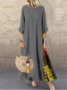 Women's Fashion Casual Loose Big Swing Half Sleeve Long Dress Floral Holiday Maxi Dress Plus Size Vestidos Longos Robe - Lootquake