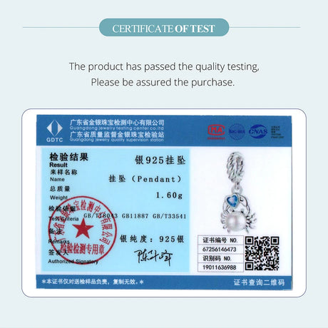 BAMOER Solid 925 Sterling Silver Crab and Heart Charm fit Original Bracelet DIY Jewelry Accessories bamoer Beads SCC3038 - Lootquake