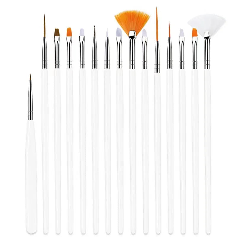 YIKOOLIN 20pcs Nail Art Brush Set UV Gel Polish Pen Acrylic Nail Design Kit DIY Painting Tools for Nail Artistry