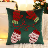 1 funda de almohada navideña con diseño de ciervo, guantes bordados de terciopelo, decoración navideña para sala de estar.
