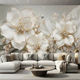 Custom Large Size Modern Wallpaper 3D Embossed Flowers Jewelry Mural Paper TV Background Wall Living Room Decor Home Improvement