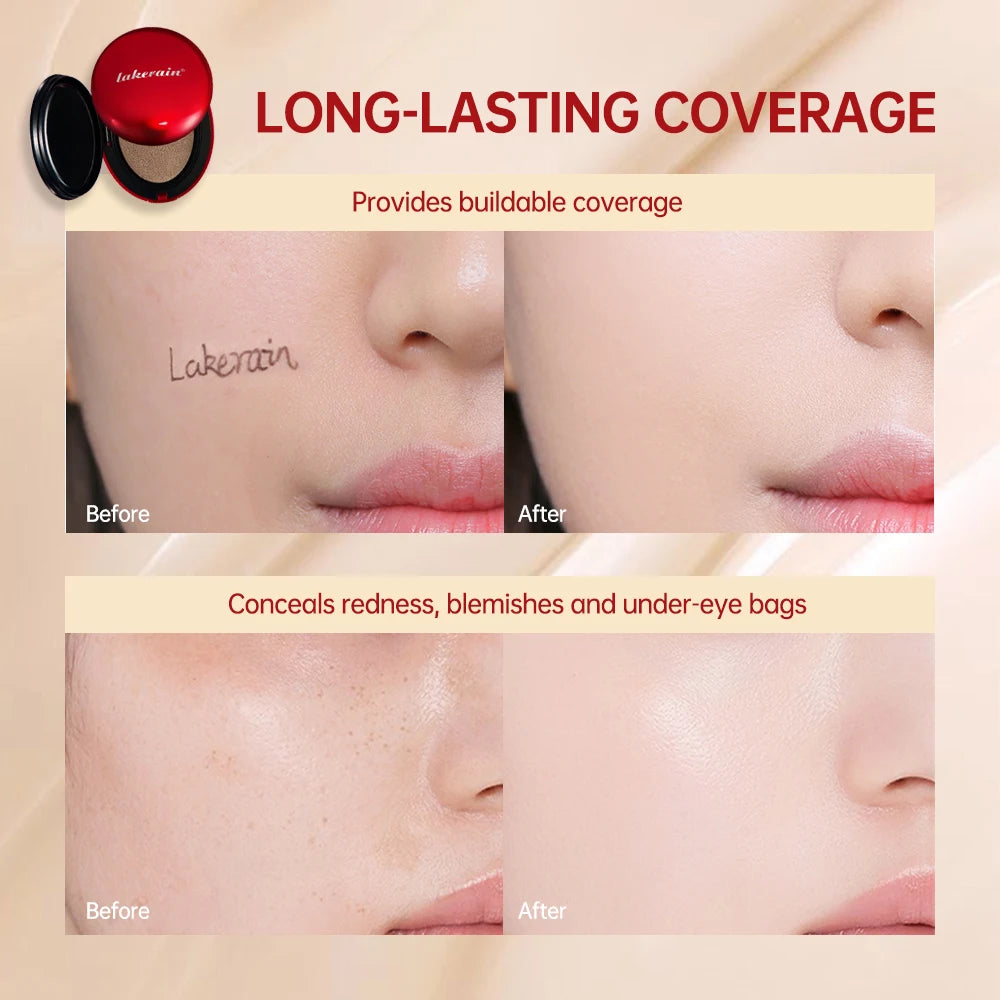 Base de maquillaje en cojín con protector solar Lakerain, resistente al agua, de larga duración, iluminadora, en crema, para mujer, maquillaje facial, cosmética coreana.
