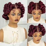 6" Short Bantu Knotless Braids Wig | 1B/30 Ombre | Full Lace