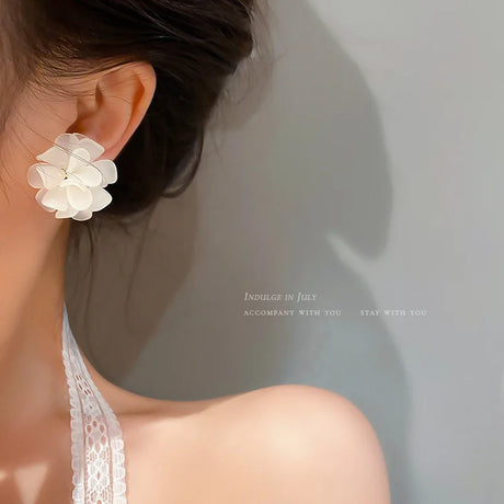 Kiss Jewelry Cute Sweet Flower Round Shape Pearl Rhinestone Stud Earrings for Women Tulip Floral Korean Fashion Earring Gift - Lootquake