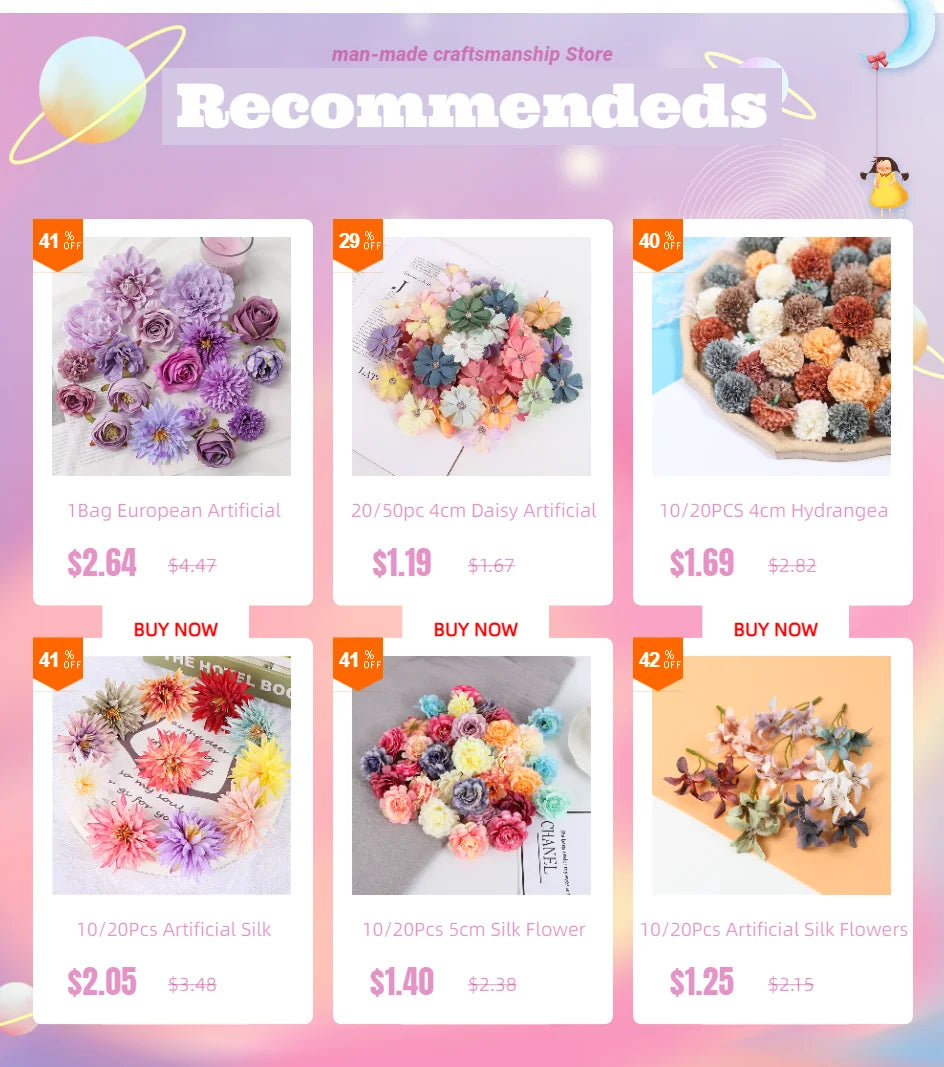 10Pcs Artificial Flowers Silk Hydrangea Fake Flower Head For Wedding Decoration Party Home Decor DIY Wreath Gift Craft Accessory
