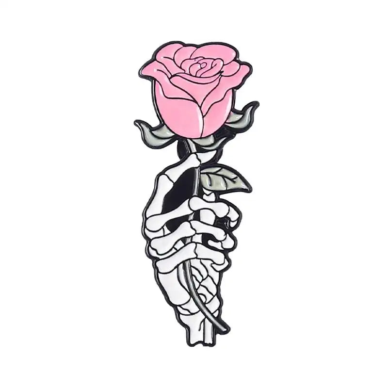 Broche estilo punk con forma de calavera y rosa, con forma de corazón, para Halloween, con forma de cabeza de gato, brújula, sombrero de mago, gato negro, broches de aleación, insignias de esmalte, alfileres de solapa