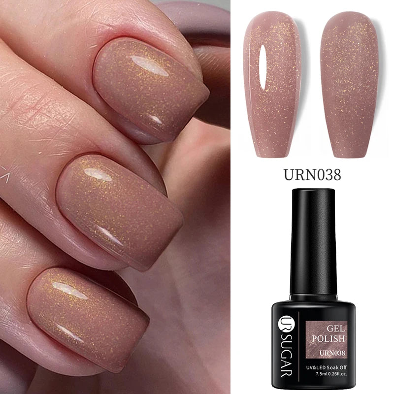 UR SUGAR 7.5ml Nude Glitter Color Gel Nail Polish Winter Warm Color Series Semi-permanent Varnish Professionals Manicure