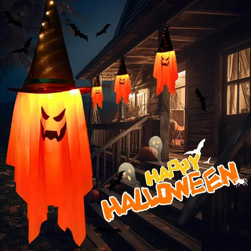 Décoration d'Halloween à suspendre, citrouille lumineuse, magicien, déguisement pour enfants, accessoires de fête effrayants, vitrine européenne, décoration de vacances