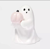 Halloween Ghost Ornament Ghost Holding Pink Pumpkin Bat Resin Ornament Home Living Room Bedroom Office Desktop Decoration