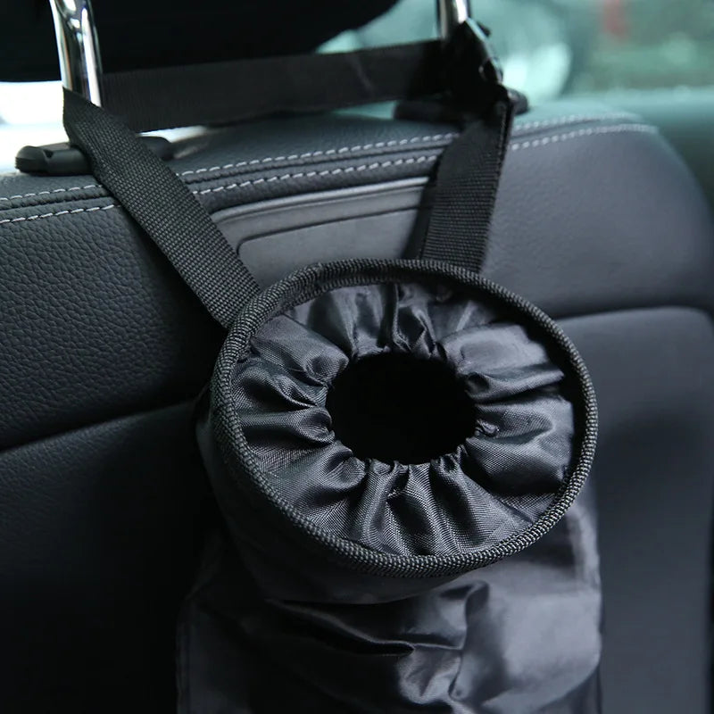 Car Garbage Bin Oxford Cloth Black Auto Trash Bag Hanging Seat Back Storage Bag Trash Can Organizer Accessories Interior