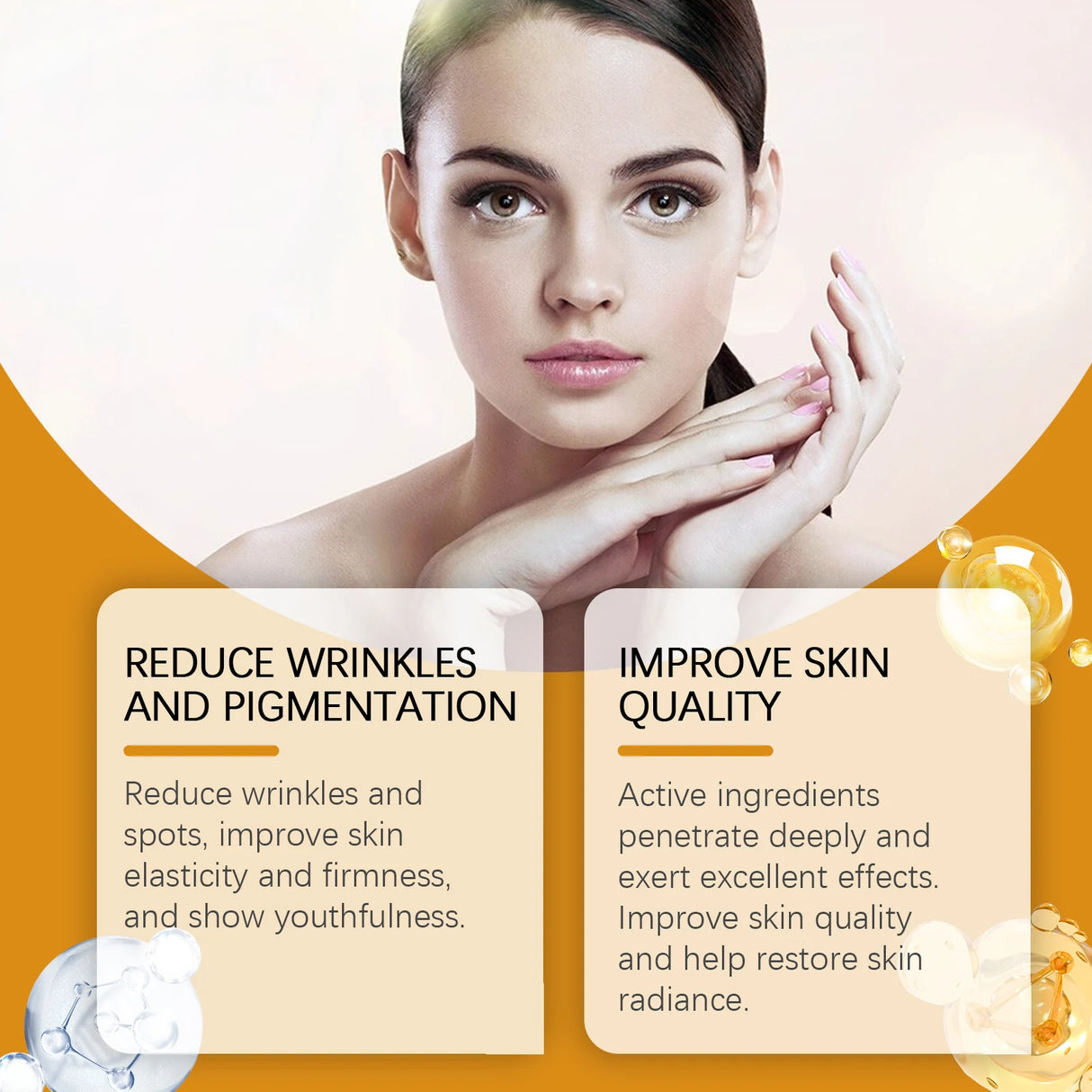 Suero facial con vitamina C, antiedad, hidratación profunda, atenúa arrugas finas, ilumina, hidrata, repara y nutre la piel.