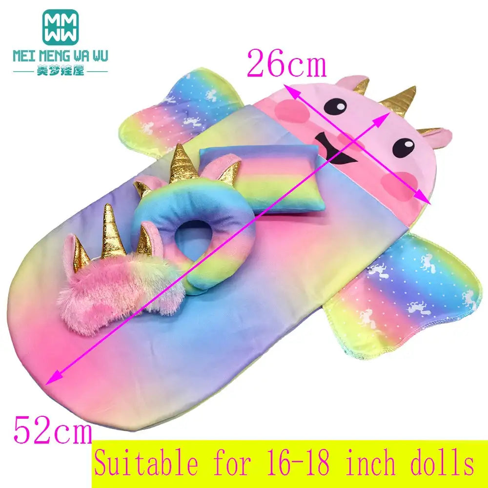Mochila de moda para muñecas americanas de 15 a 18 pulgadas, asiento de seguridad, manta y saco de dormir, regalo para niñas.