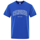 California West Coast Street Letter Tops Men Hip Hop Crewneck Tee Clothes T Shirt Summer Breathable T-Shirt Street Cotton Tshirt - Lootquake