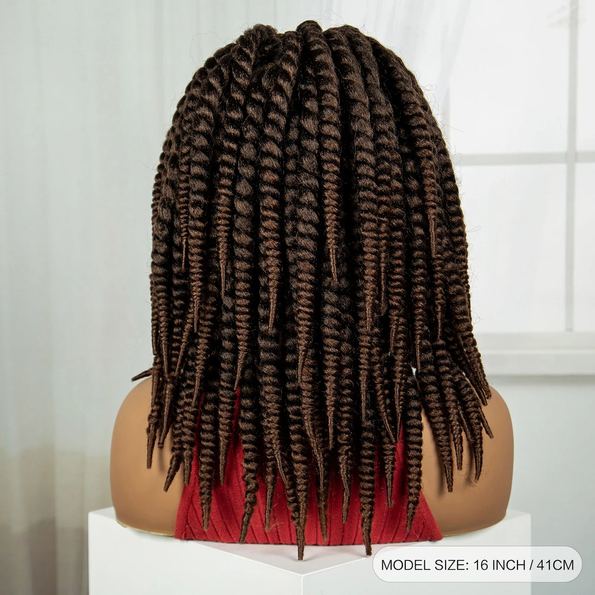 16" Knotless Box Twist Braids Wig | Full Lace | Baby Hair