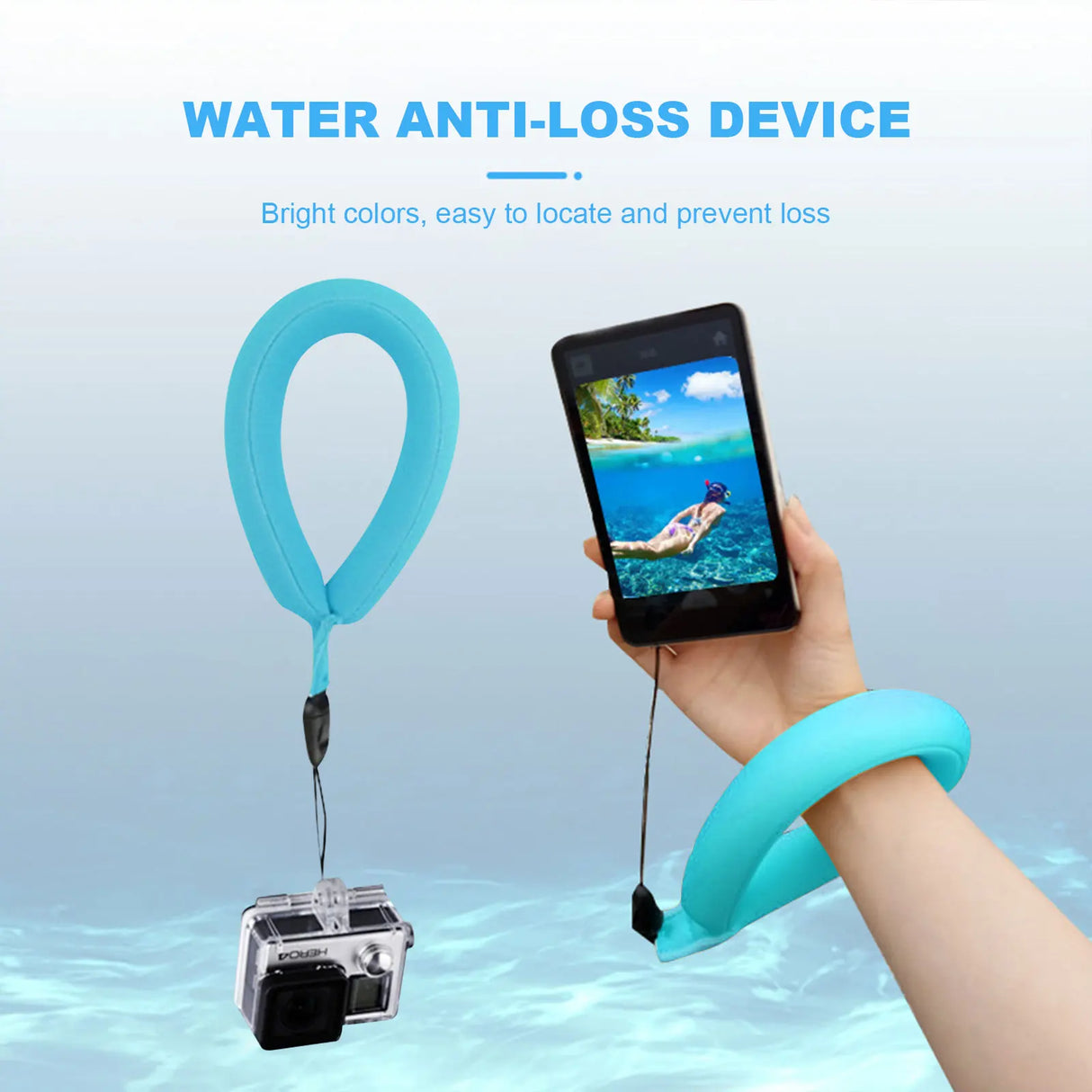 Correa flotante ajustable impermeable para cámara y teléfono móvil, correa de muñeca subacuática para accesorios GoPro, Nikon, Canon y Fujifilm.