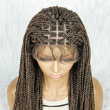 36 Inch Synthetic Braided Wigs Knotless Boho Braided Lace Wigs with Curly Ends Lace Front Braiding Hair Wig for Black Women