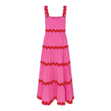 Spaghetti Strap Wave Striped Long Dress Women Square Neck Chic Contrast Sleeveless Beach Dress Flowy Large Swing Maxi Dress - Lootquake