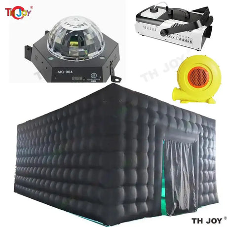 8x6m Black Inflatable Nightclub Tent with Disco Light N Fog Machine Portable Carnival Inflatable Party Tent House - Lootquake