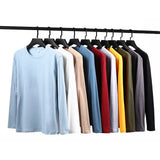 Men's Spring and Autumn New Long Sleeve T-shirt Simple and Fashionable Versatile Round Neck Underlay Top - Lootquake