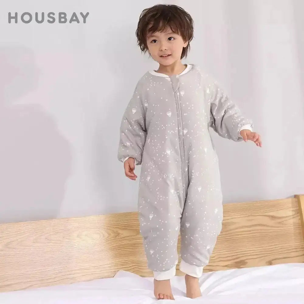 Baby Sleeping Bag Cute Flowers Print Toddler Sleepwear Walk Play Pajamas 2.5Tog Thick Winter Keep Warm Sleepsack 1-4 Years - Lootquake