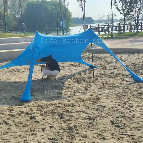 Blue Shade Family Beach Awning Ultralight Sunshade Tent for Sea Outdoor Portable Patio Shade Waterproof Camping Sun Shelter - Lootquake