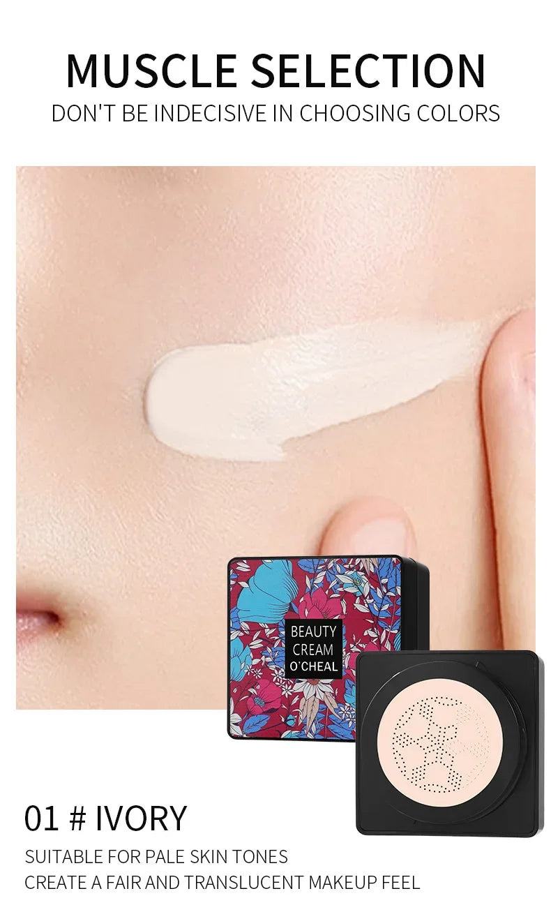 Base de maquillaje Magic Foundation Mushroom Head Air Cushion CC Cream, resistente al agua, iluminadora, base de maquillaje para mujer, maquillaje facial, cosmética coreana.