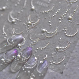 Luxury Crystal Diamond Nail Stickers Classic White Elegant French Pearl Lines Self Adhesive Nail Decorations Stickers DIY Decals