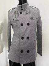Men Slim Fit Woolen Coats Solid Color Male Casual Long Sleeve Outerwear Autumn Winter Double Breasted Mid Length Windbreaker - Lootquake