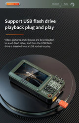 Enceintes Bluetooth sans fil SANSUI, radio pleine bande, lecteur vidéo LED HD, baladeur MP4 portable, batterie rechargeable intégrée