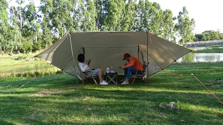 4x4m 4x3m 3x3m 19 Hang Points Tent Tarp Survival Sun Shelter Shade Canopy Outdoor Backpacking Waterproof Camping Awning SunShade - Lootquake