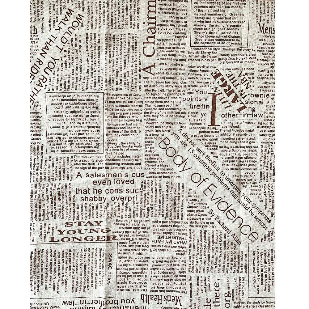 Tela estampada de periódico, tela acolchada de algodón y lino para costura DIY, mantel, cojín, mantel individual, bolsa de almacenamiento, materiales para manualidades