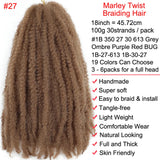 18" Marley Twist Braiding Hair | Crochet Braids | Afro Twist Kinky Hair Extensions | Ombre Colors | 30 Strands/Pack