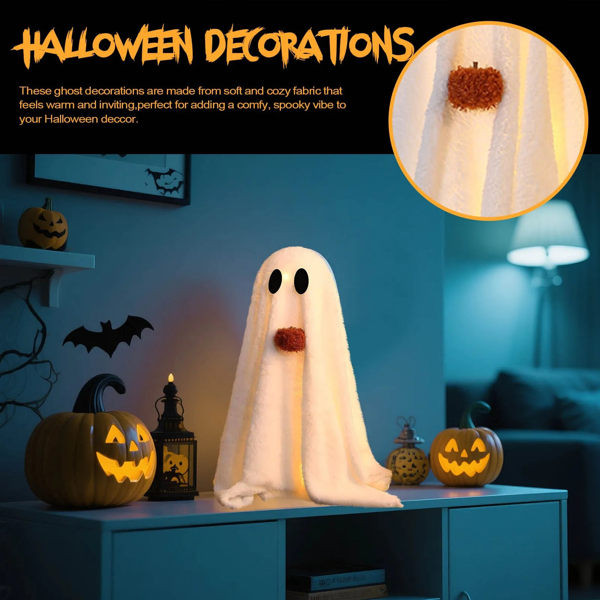 Halloween Glowing Ghost Decoration Spooky Halloween Ghost Tabletop Decorations Spooky Ghosts with Pumpkin for Holiday 2025