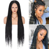 36" Ombre Burgundy Knotless Box Braid Wig | Full Double Lace Frontal | Baby Hair | Kanekalon Synthetic Wig for Women
